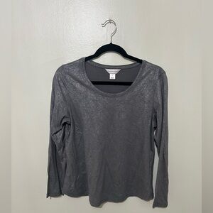 CHRISTOPHER & BANKS | Gray Metallic Sparkle Long Sleeve Top